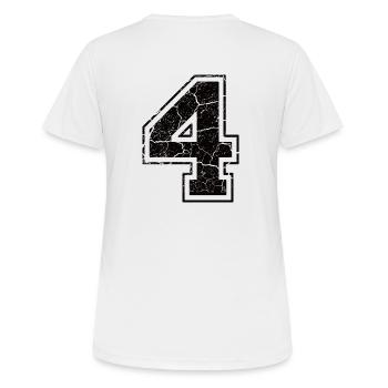 4 four vier black schwarz (de) - Frauen T-Shirt atmungsaktiv - Weiß - Hinten - AI Model Female 172 dark (172cm)