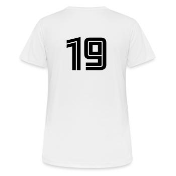 19 - Frauen T-Shirt atmungsaktiv - Weiß - Hinten - AI Model Female 172 dark (172cm)