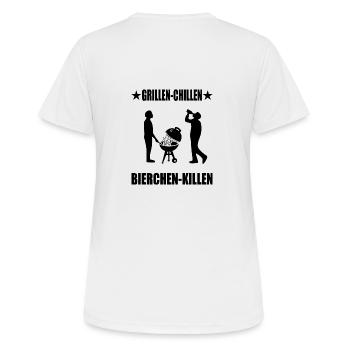 BBQ - Frauen T-Shirt atmungsaktiv - Weiß - Hinten - AI Model Female 172 dark (172cm)