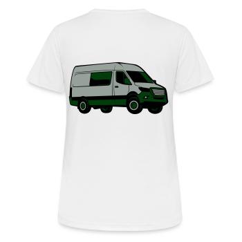 Fourgon aménagé - couleur à personnaliser - T-shirt respirant Femme - blanc - Dos - AI Model Female 172 dark (172cm)
