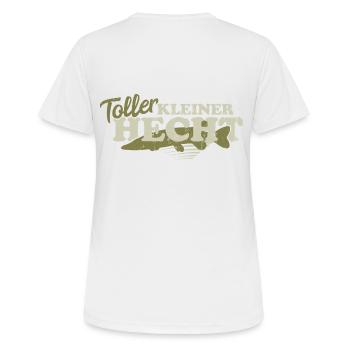 Great pike angler Angel fishing sayings gift - Women's Breathable T-Shirt - white - Back - AI Model Female 172 dark (172cm)