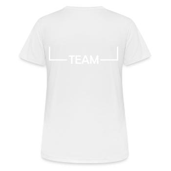 Team - Frauen T-Shirt atmungsaktiv - Weiß - Hinten - AI Model Female 172 dark (172cm)