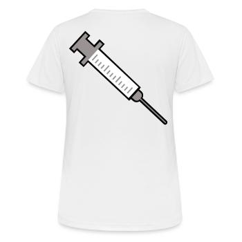 Spritze - Frauen T-Shirt atmungsaktiv - Weiß - Hinten - AI Model Female 172 dark (172cm)