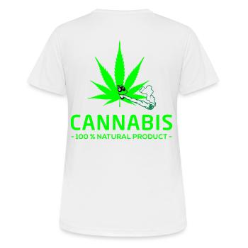 Cannabis, 100 % Natural Product - Frauen T-Shirt atmungsaktiv - Weiß - Hinten - AI Model Female 172 dark (172cm)