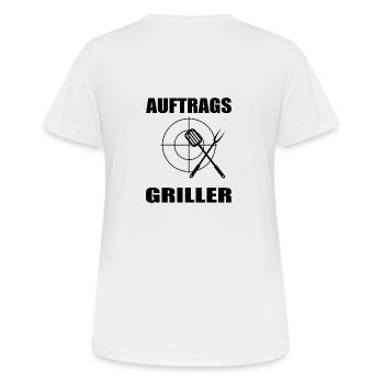 BBQ - Frauen T-Shirt atmungsaktiv - Weiß - Hinten - AI Model Female 172 dark (172cm)