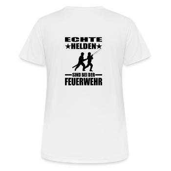Feuerwehr - Frauen T-Shirt atmungsaktiv - Weiß - Hinten - AI Model Female 172 dark (172cm)