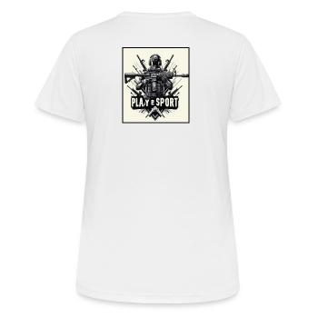 Play shooter - Frauen T-Shirt atmungsaktiv - Weiß - Hinten - AI Model Female 172 dark (172cm)
