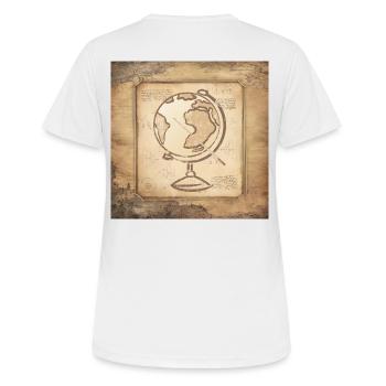 Geografie - Globus & Zeigestock / Vintage Kunst - Frauen T-Shirt atmungsaktiv - Weiß - Hinten - AI Model Female 172 dark (172cm)