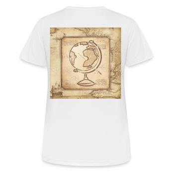 Géographie - Globe & Pointer / Carte du Vieux Monde - T-shirt respirant Femme - blanc - Dos - AI Model Female 172 dark (172cm)