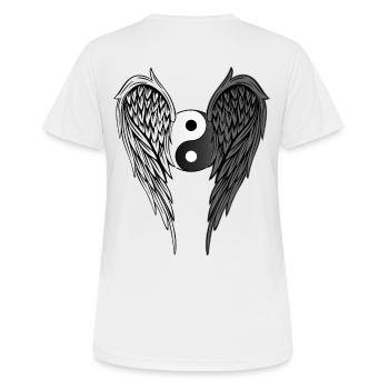 Yin & Yang ailes ailes d'ange ailes d'ange version 1 - T-shirt respirant Femme - blanc - Dos - AI Model Female 172 dark (172cm)