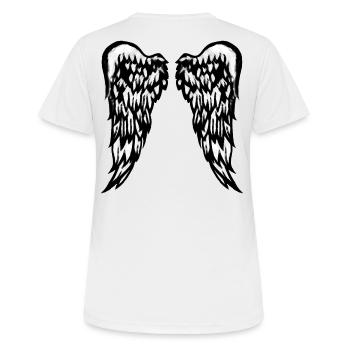 Große Engelsflügel - Frauen T-Shirt atmungsaktiv - Weiß - Hinten - AI Model Female 172 dark (172cm)
