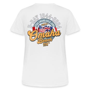 Omaha Beach 250th anniversary back - T-shirt respirant Femme - blanc - Dos - AI Model Female 172 dark (172cm)