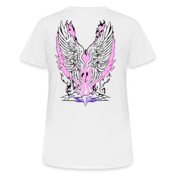 2reborn Angelwings fire blades 2 - Frauen T-Shirt atmungsaktiv - Weiß - Hinten - AI Model Female 172 dark (172cm)