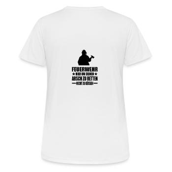 Feuerwehr - Frauen T-Shirt atmungsaktiv - Weiß - Hinten - AI Model Female 172 dark (172cm)