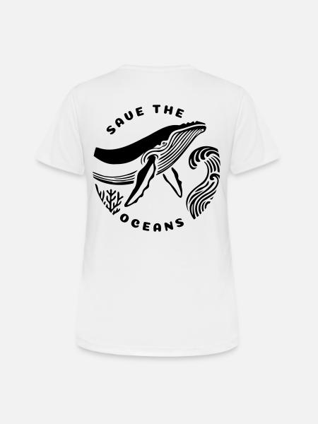 Save the Oceans - Rettet die Meere - Frauen T-Shirt atmungsaktiv - Weiß