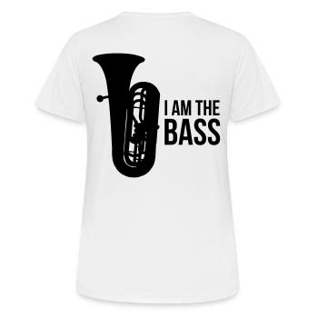 i am the bass | musikverein tuba probe boss brass - Frauen T-Shirt atmungsaktiv - Weiß - Hinten - AI Model Female 172 dark (172cm)