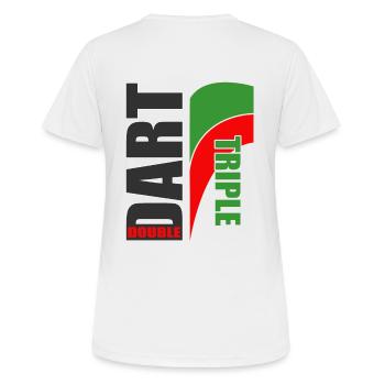 Dart Motiv Triple-Double, Dartspieler + Dartfans - Frauen T-Shirt atmungsaktiv - Weiß - Hinten - AI Model Female 172 dark (172cm)