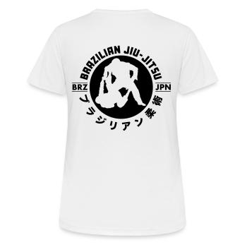 BJJ Brazilian Jiu-Jitsu - Frauen T-Shirt atmungsaktiv - Weiß - Hinten - AI Model Female 172 dark (172cm)
