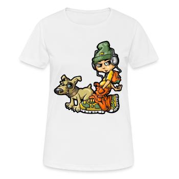 bboy und sein Hund - Frauen T-Shirt atmungsaktiv - Weiß - Vorne - AI Model Female 172 dark (172cm)