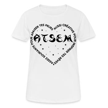 ATSEM CŒUR SOURIANTE - T-shirt respirant Femme - blanc - Devant - AI Model Female 172 dark (172cm)