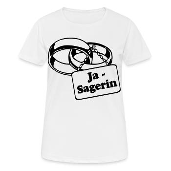 Junggesellenabschied , JGA Braut Ja Sagerin (25) - Frauen T-Shirt atmungsaktiv - Weiß - Vorne - AI Model Female 172 dark (172cm)
