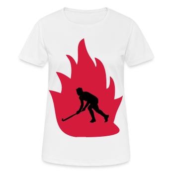 Unihockey Feuer - Frauen T-Shirt atmungsaktiv - Weiß - Vorne - AI Model Female 172 dark (172cm)