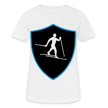 Langlauf Schild - Frauen T-Shirt atmungsaktiv - Weiß - Vorne - AI Model Female 172 dark (172cm)