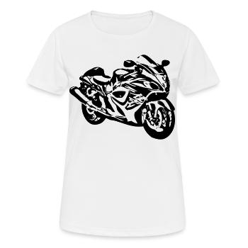 Motorrad , Hayabusa , Rennmaschine ,Kult (25) - Frauen T-Shirt atmungsaktiv - Weiß - Vorne - AI Model Female 172 dark (172cm)