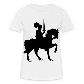 Ritter mit Schwert und Pferd - Frauen T-Shirt atmungsaktiv - Weiß - Vorne - AI Model Female 172 dark (172cm)