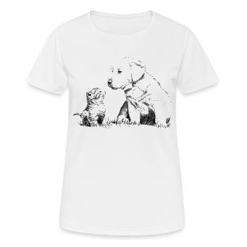 Welpe und Kätzchen - Frauen T-Shirt atmungsaktiv - Weiß - Vorne - AI Model Female 172 dark (172cm)