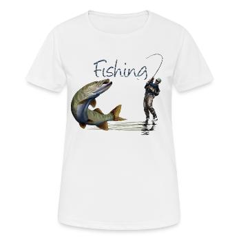 Fishing - T-shirt respirant Femme - blanc - Devant - AI Model Female 172 dark (172cm)