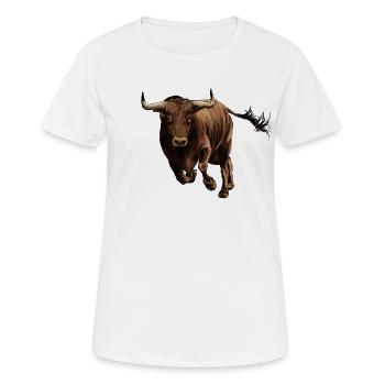 Stier - Frauen T-Shirt atmungsaktiv - Weiß - Vorne - AI Model Female 172 dark (172cm)