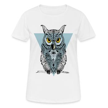 Hibou Triangle Illuminati Yeux d’oiseau Fantaisie gothique - T-shirt respirant Femme - blanc - Devant - AI Model Female 172 dark (172cm)