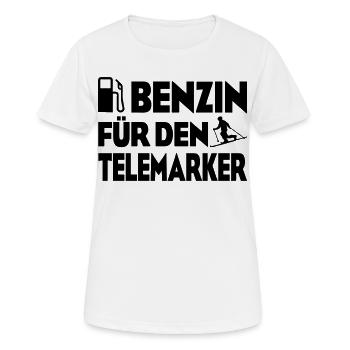 Benzin Telemarker - Frauen T-Shirt atmungsaktiv - Weiß - Vorne - AI Model Female 172 dark (172cm)