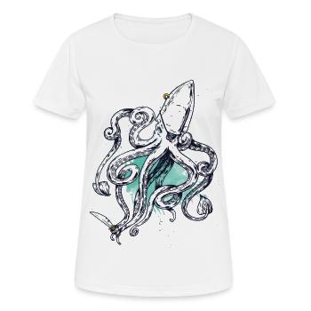 Piraten-Krake - Frauen T-Shirt atmungsaktiv - Weiß - Vorne - AI Model Female 172 dark (172cm)