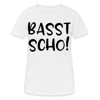 Basst scho, lustige Bayern - Frauen T-Shirt atmungsaktiv - Weiß - Vorne - AI Model Female 172 dark (172cm)