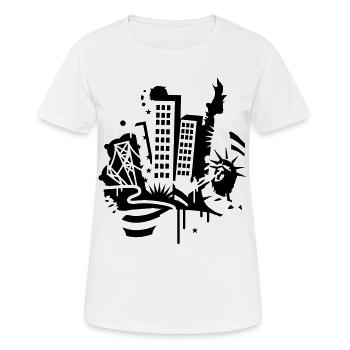 Ein New York City Design im Graffiti Stil - Frauen T-Shirt atmungsaktiv - Weiß - Vorne - AI Model Female 172 dark (172cm)