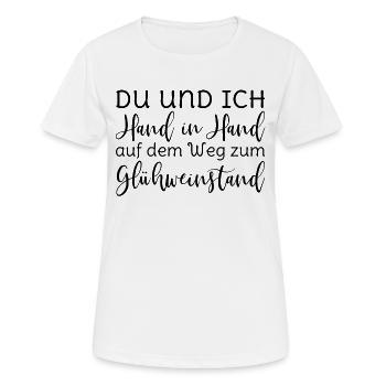 Glühwein - Du und ich Hand in Hand Glühweinstand - Frauen T-Shirt atmungsaktiv - Weiß - Vorne - AI Model Female 172 dark (172cm)