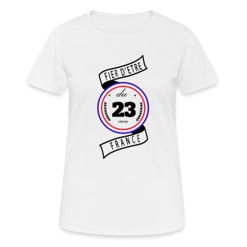 Fier D'être Du 23 Creuse France - T-shirt respirant Femme - blanc - Devant - AI Model Female 172 dark (172cm)