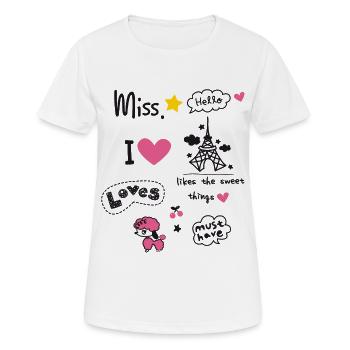 badges paris pink girl love scribble miss cute LOL - Frauen T-Shirt atmungsaktiv - Weiß - Vorne - AI Model Female 172 dark (172cm)