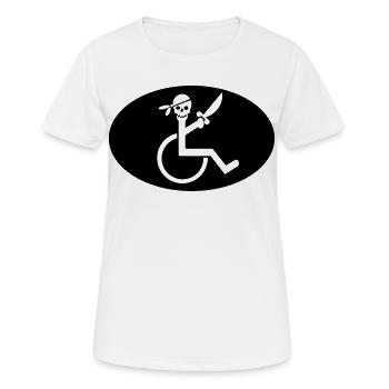 Pirate en fauteuil roulant # - T-shirt respirant Femme - blanc - Devant - AI Model Female 172 dark (172cm)
