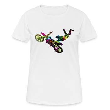 Farbiger Motocrosser - Frauen T-Shirt atmungsaktiv - Weiß - Vorne - AI Model Female 172 dark (172cm)