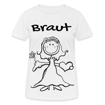 Braut Strichmännchen mit Herz - Hochzeit - heirat - Frauen T-Shirt atmungsaktiv - Weiß - Vorne - AI Model Female 172 dark (172cm)