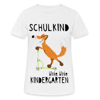 Schulkind und winke Kindergarten - Einschulung - Frauen T-Shirt atmungsaktiv - Weiß - Vorne - AI Model Female 172 dark (172cm)
