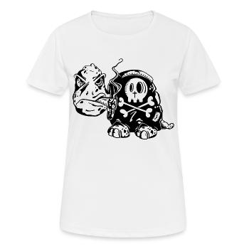 Skull Schildkröte - Raucher - Zigarette -Totenkopf - Frauen T-Shirt atmungsaktiv - Weiß - Vorne - AI Model Female 172 dark (172cm)