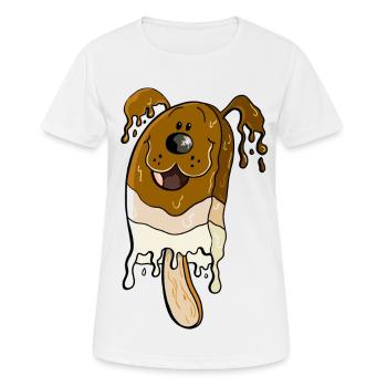 Hund am Stiel - Eis am Stiel - Eiscreme - Frauen T-Shirt atmungsaktiv - Weiß - Vorne - AI Model Female 172 dark (172cm)