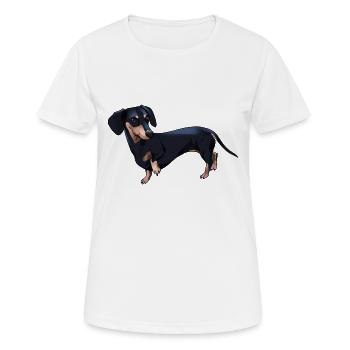 Comic Dackel - Frauen T-Shirt atmungsaktiv - Weiß - Vorne - AI Model Female 172 dark (172cm)