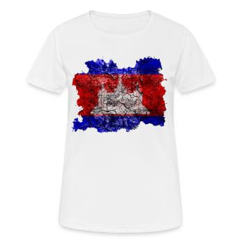 Kambodscha Vintage Flagge - Frauen T-Shirt atmungsaktiv - Weiß - Vorne - AI Model Female 172 dark (172cm)