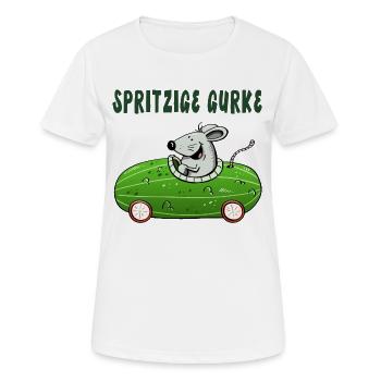 Spritzige Gurke - Spritztour - Auto - Maus - Frauen T-Shirt atmungsaktiv - Weiß - Vorne - AI Model Female 172 dark (172cm)
