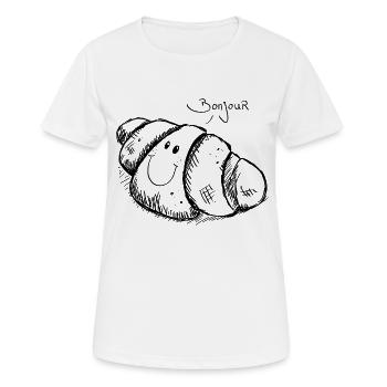 croissant Bonjour - T-shirt respirant Femme - blanc - Devant - AI Model Female 172 dark (172cm)